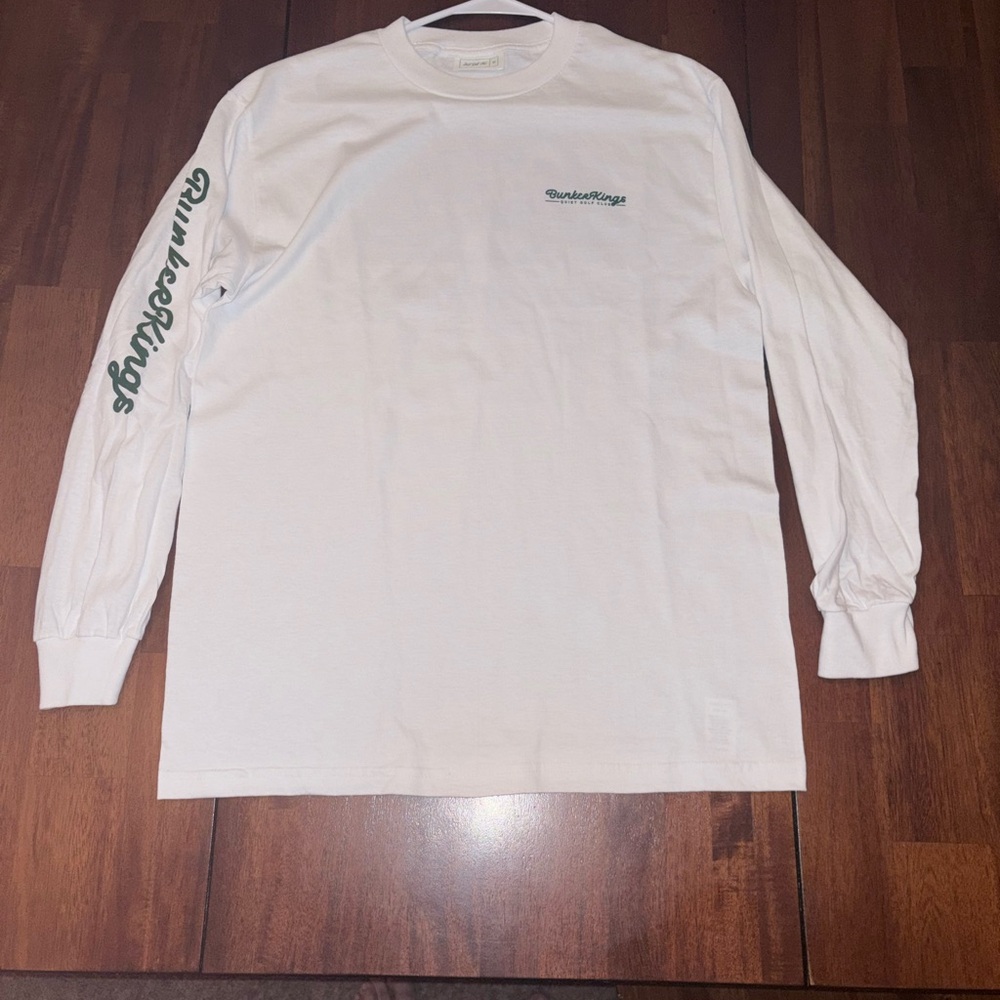 Bunker Kings Golf Club White Long Sleeve Shirt with Green Accents